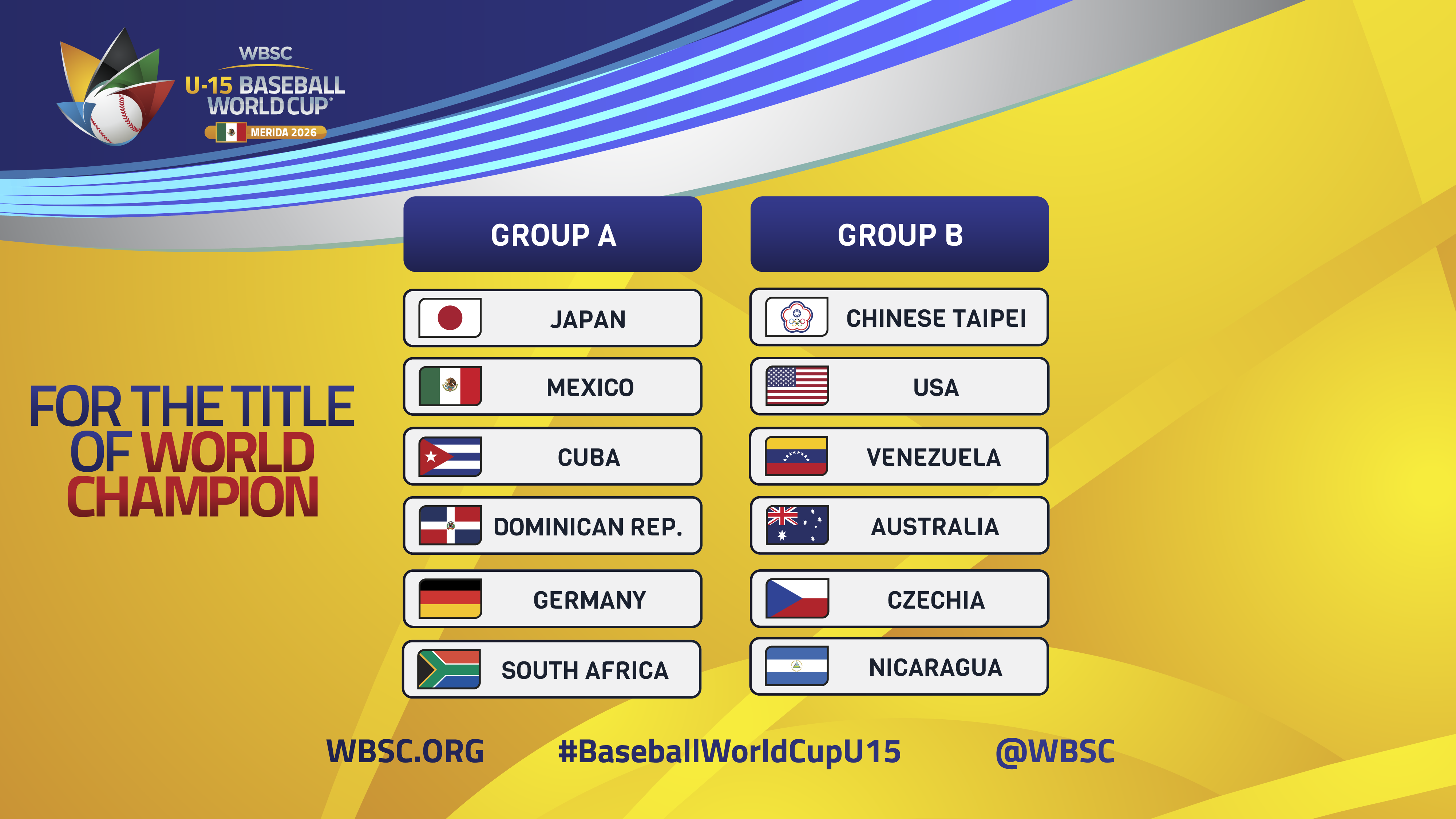 WBSC Revela los Grupos del Mundial Sub-15 de Béisbol 2026: México Jugará en Casa Contra Japón, Cuba y República Dominicana