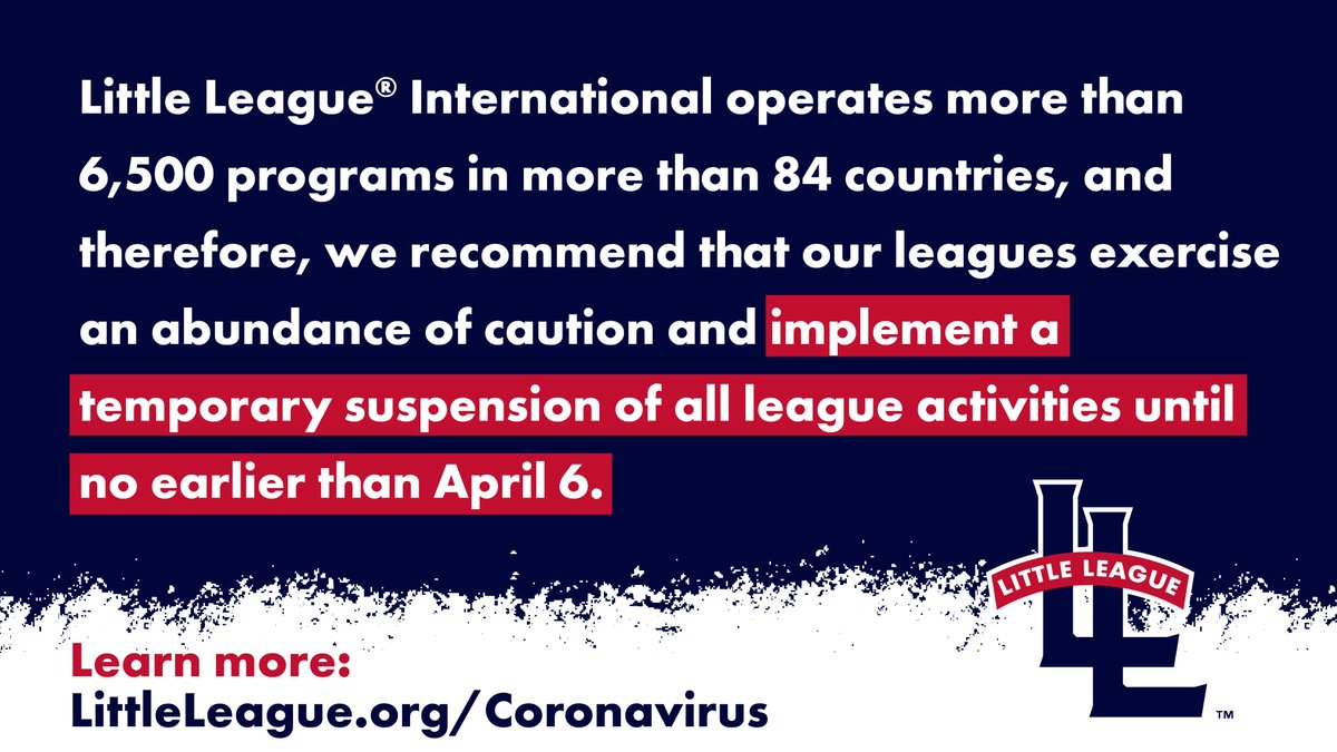Little League Int. suspende actividades por Coronavirus | BeisJoven